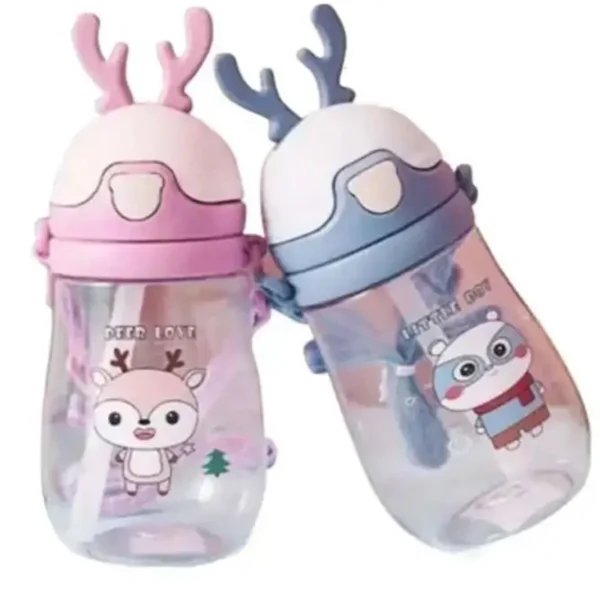 Kids’ Cartoon Straw Teapot Water Bottle – 450ml